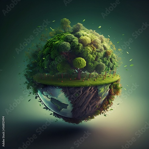 A pictoral representation of a green earth and green revolution - Illustrative art photo