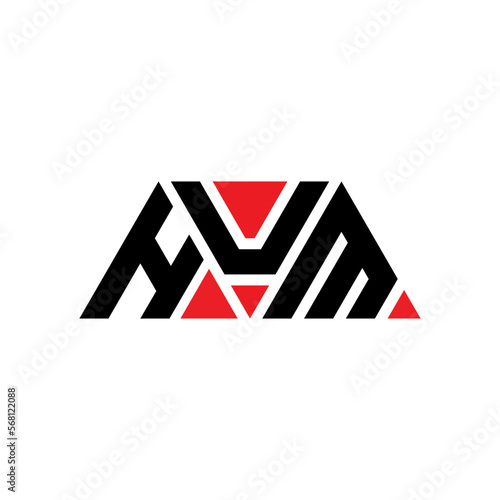 HUM triangle letter logo design with triangle shape. HUM triangle logo design monogram. HUM triangle vector logo template with red color. HUM triangular logo Simple, Elegant, and Luxurious Logo...