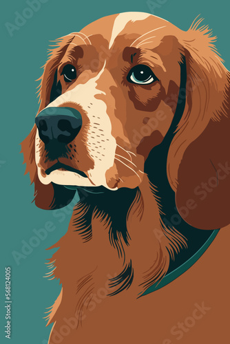 Portrait of a dog breed Beagle. Vector illustration in retro style.