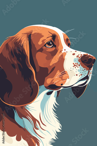Beagle dog. Vector illustration of a hunting dog in cartoon style.