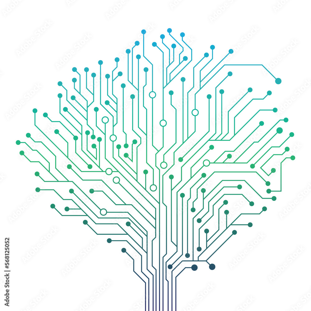Circuit board tree creative electronics concept Circuit board tree creative electronics concept