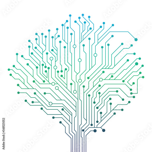 Circuit board tree creative electronics concept 