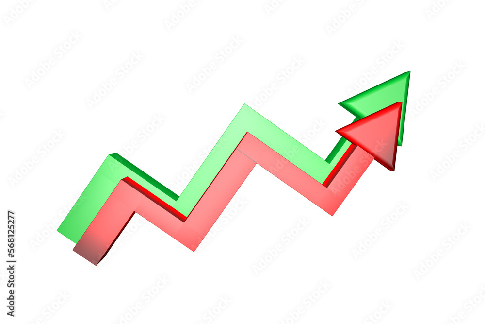 Economy grow statistic stretching arrow, Illustration of a three-dimensional arrow rising and falling rapidly Economy grow statistic stretching arrow, Illustration of a three-dimensional arrow rising and falling rapidly