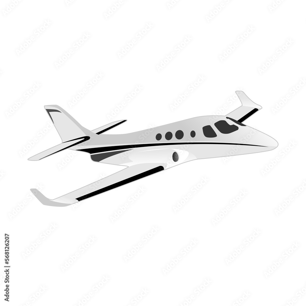 Side view of private jet airplane on white background Side view of private jet airplane on white background