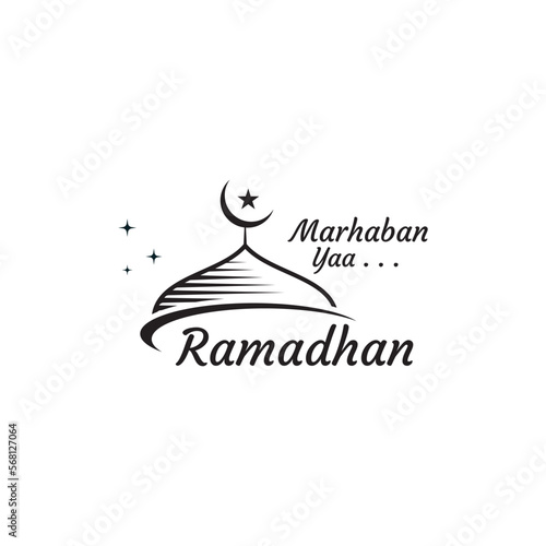 Marhaban Ya Ramadhan Logo Template and Islamic Symbol photo