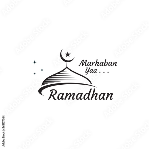 Marhaban Ya Ramadhan Logo Template and Islamic Symbol