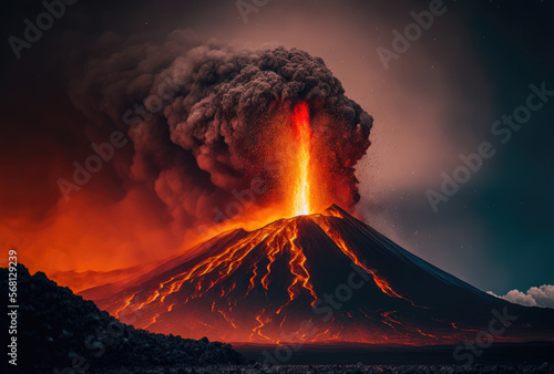 Active volcano erupting  Generative AI