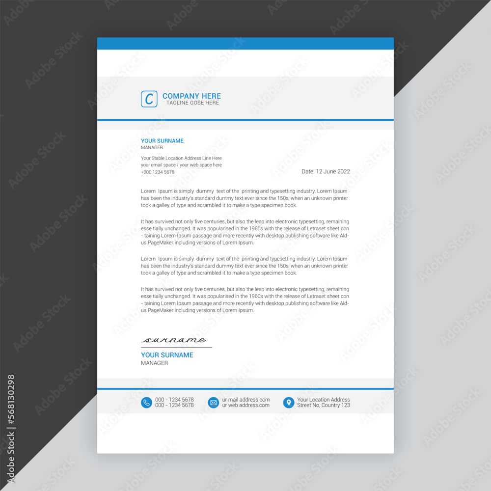 Obraz premium Modern company or business letterhead vector template