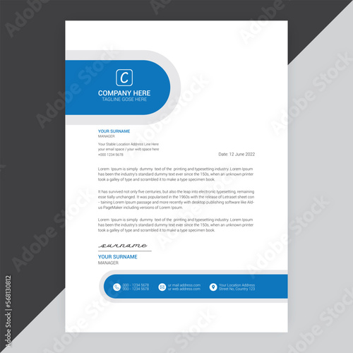 Modern company or business letterhead vector template