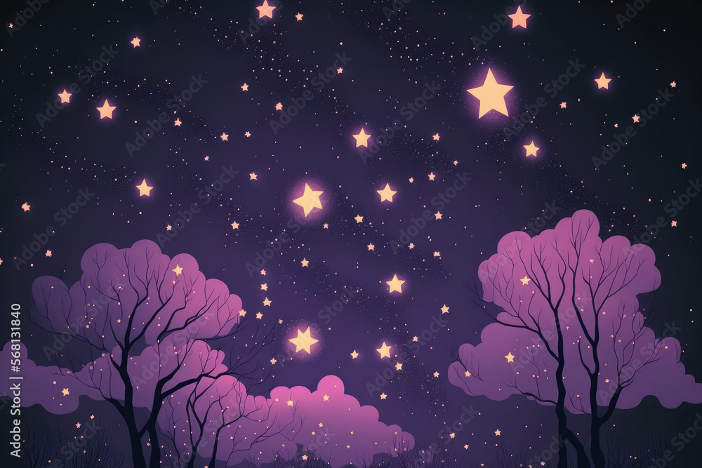 Stars in the night sky,purple background. Generative AI Stars in the night sky,purple background. Generative AI