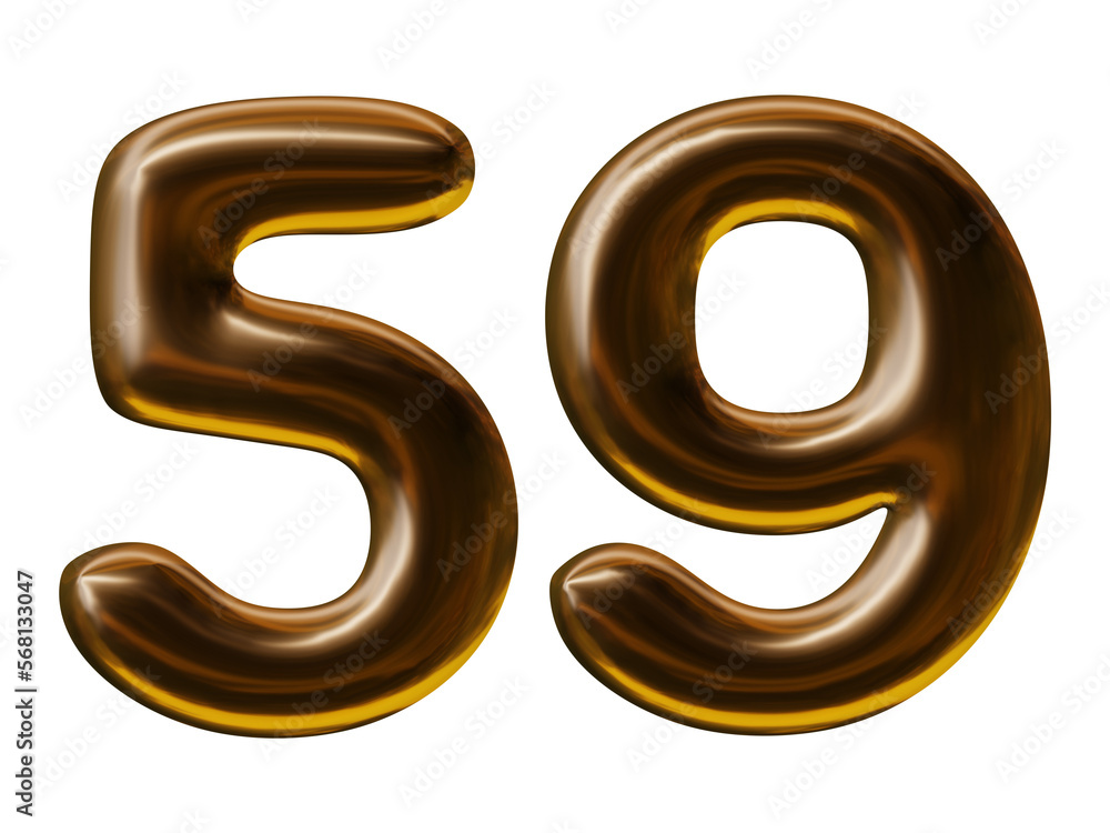 Number 59 design with balloon style in 3d render 
