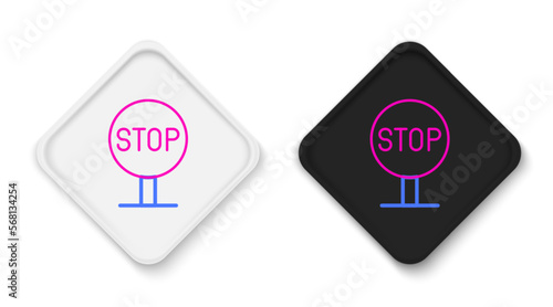 Line Stop sign icon isolated on white background. Traffic regulatory warning stop symbol. Colorful outline concept. Vector