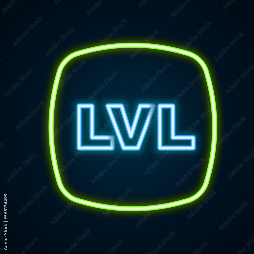 Glowing neon line Level game icon isolated on black background. Colorful outline concept. Vector Glowing neon line Level game icon isolated on black background. Colorful outline concept. Vector