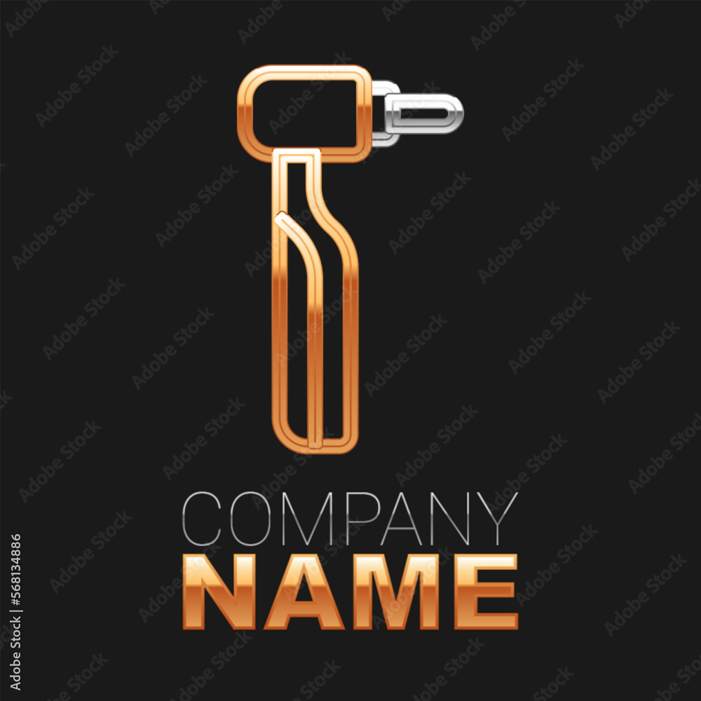 Line Tooth drill icon isolated on black background. Dental handpiece for drilling and grinding tools. Colorful outline concept. Vector Line Tooth drill icon isolated on black background. Dental handpiece for drilling and grinding tools. Colorful outline concept. Vector