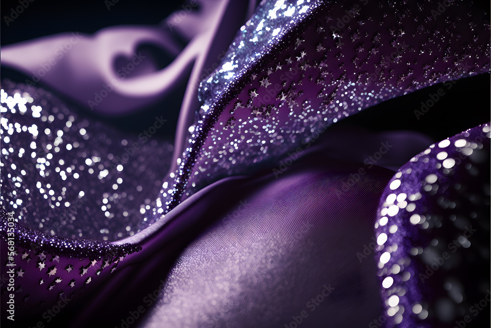 Close up on sparkling purple fabric made with Generative AI technology Close up on sparkling purple fabric made with Generative AI technology