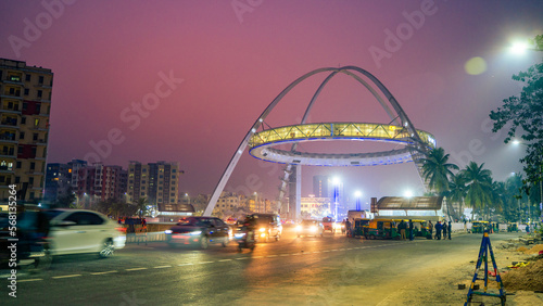 Konstfotografi Biswa Bangla Gate located in Kolkata, West Bengal, India, Night view of a beauti