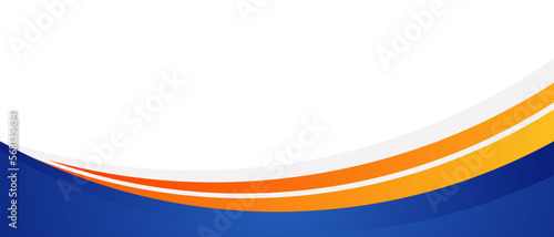 abstract blue and orange business banner background with dynamic curves composition
