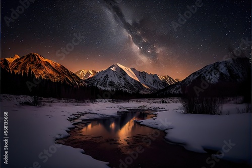 Night Sky Over the Mountains. Genarative AI © CREATIVE STOCK