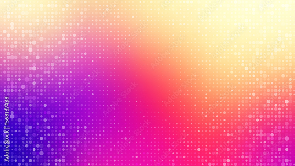 Abstract poster background for banner design with bright glowing particles. Futuristic graphic vector dots design. Modern art template. Abstract neon halftone background. Glowing neon dots backdrop