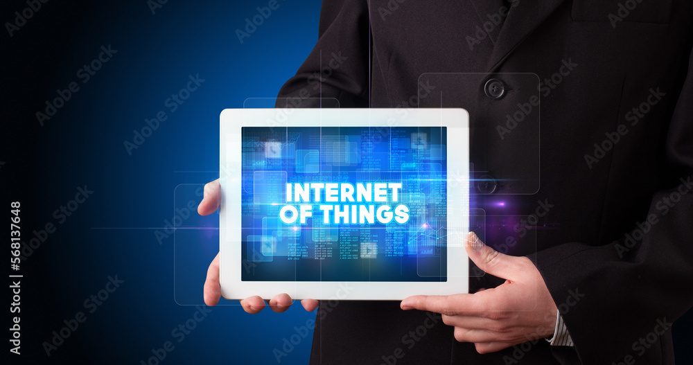 Person holding tablet, technology concept Person holding tablet, technology concept