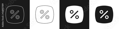 Set Discount percent tag icon isolated on black and white background. Shopping tag sign. Special offer sign. Discount coupons symbol. Vector