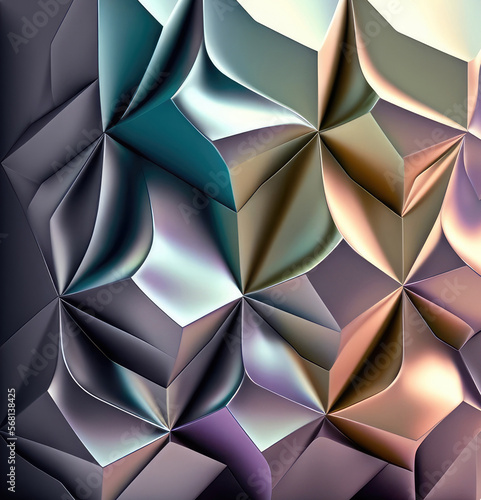 Holographic metal low poly abstract background. Generative AI