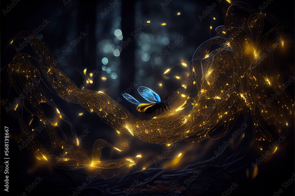 Obraz premium Magical butterfly in forest. Genarative AI
