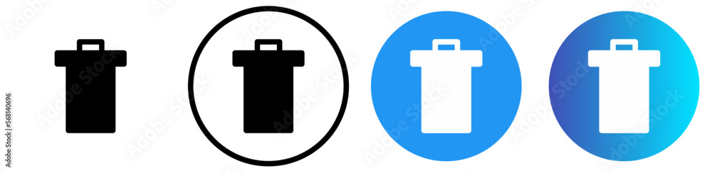 Delete or remove icon set, trashcan icon set, bin icons set