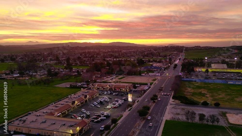 The Yucaipa, California, Boulivard during Sunset with Traffic  photo