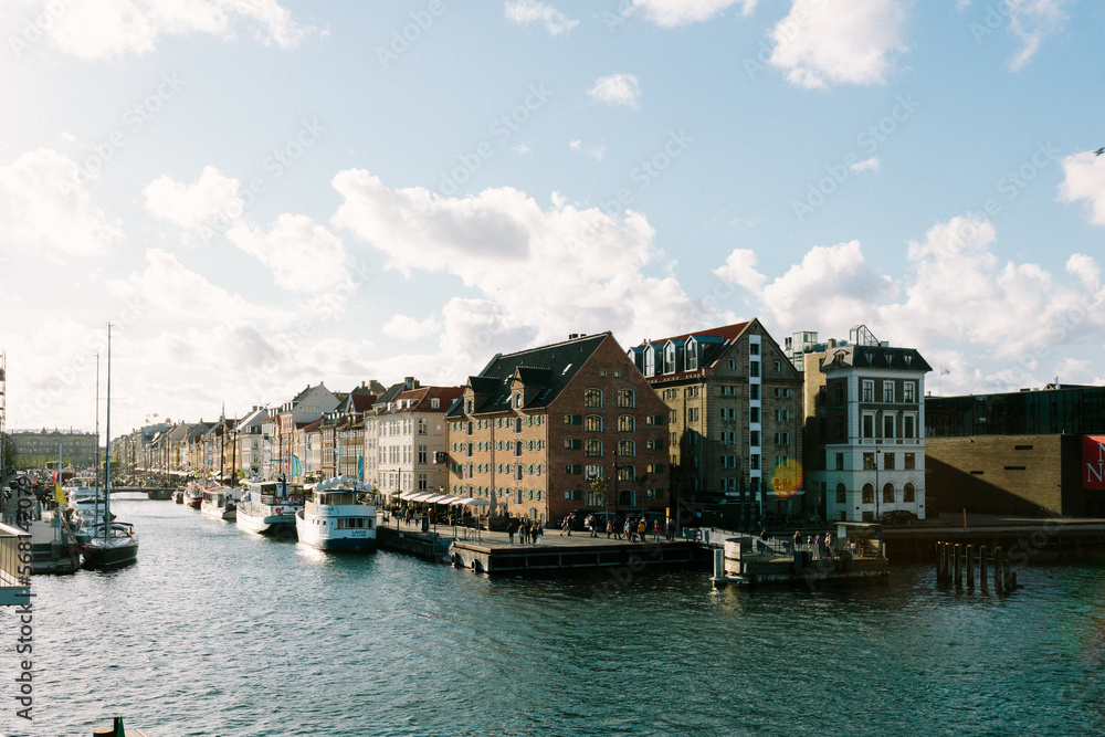 Calm view over the Nyhavn river, Copenhagen