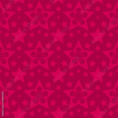 Hot Pink Stars Seamless Pattern with Tribal Shape. Pattern designed Ideal for Fabric Garment, Ceramics, Wallpaper. Vector Illustration.