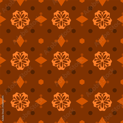 Brown Geometric Seamless Pattern with Tribal Shape. Pattern designed in Ikat, Aztec, Moroccan, Thai, Luxury Arabic Style. Ideal for Fabric Garment, Ceramics, Wallpaper. Vector Illustration.