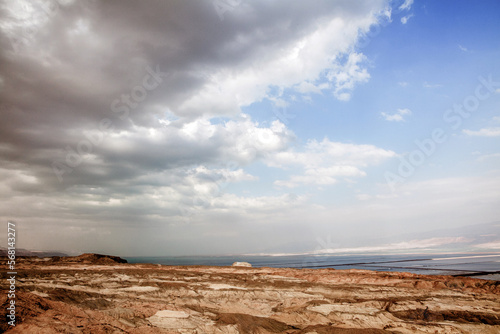 The Judean desert in Israel where it never rains.