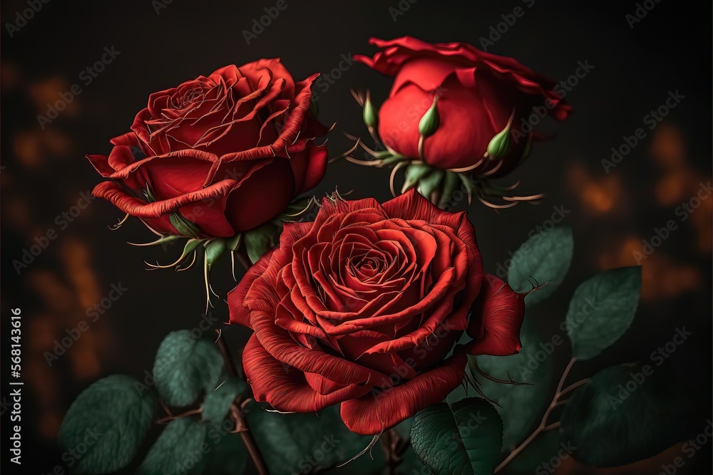 Red Rose in the dark. Genarated AI