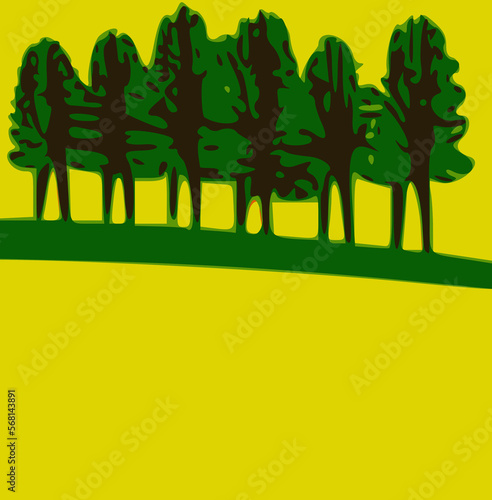 4K Vector Landschaft Bunt Bäume Felder