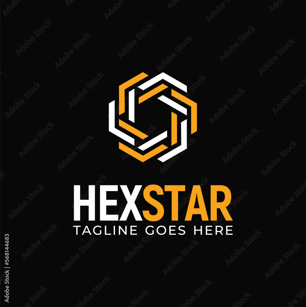 Hexagon Star Link Futuristic Modern Tech Logo design Hexagon Star Link Futuristic Modern Tech Logo design