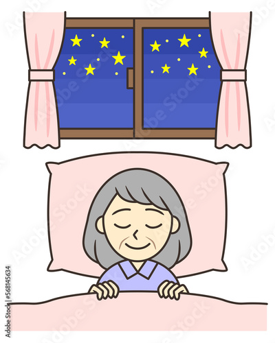senior woman sleeping at night