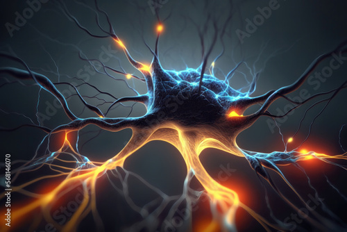 Neuron with Electric Activity. Generative AI