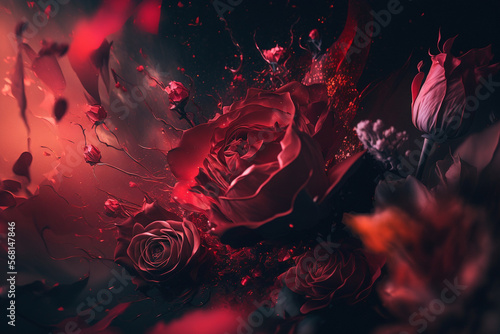 Valentines day abstract red rose background