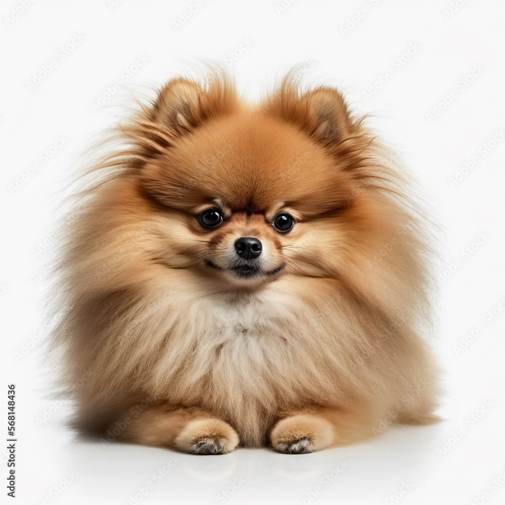 pommeranian dog isolated on white background, generative AI pommeranian dog isolated on white background, generative AI
