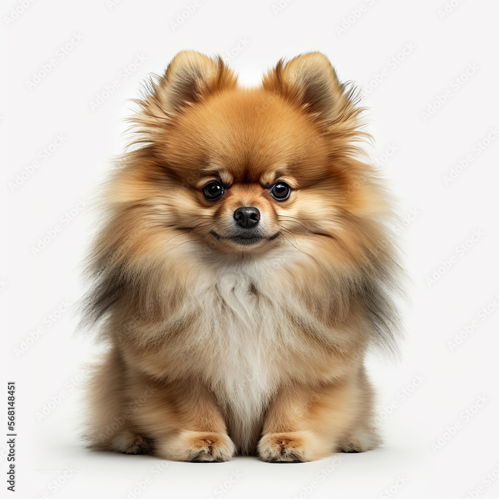 pommeranian dog isolated on white background, generative AI pommeranian dog isolated on white background, generative AI