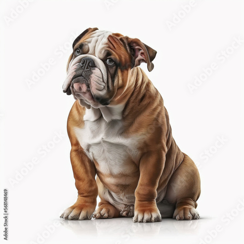 isolated bull dog on white background, generatine AI