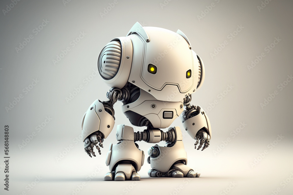 cute droid bot on white background, generative AI cute droid bot on white background, generative AI