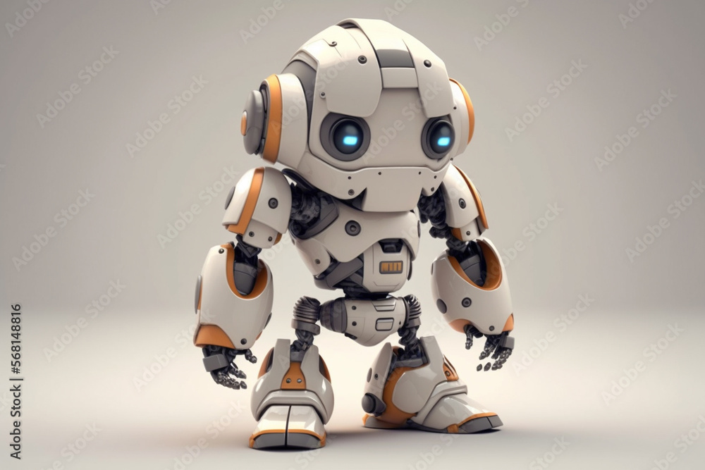 cute droid bot on white background, generative AI cute droid bot on white background, generative AI