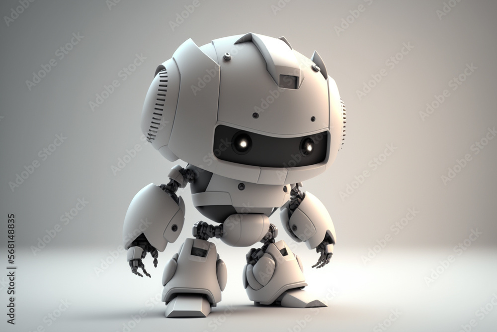 cute droid bot on white background, generative AI cute droid bot on white background, generative AI