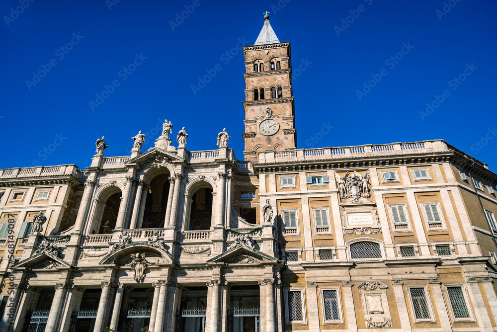 the Facade of Basilica di Santa Maria Maggiore in Rome, Italy