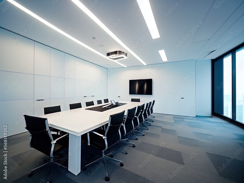 Fototapeta premium A white business conference room. 