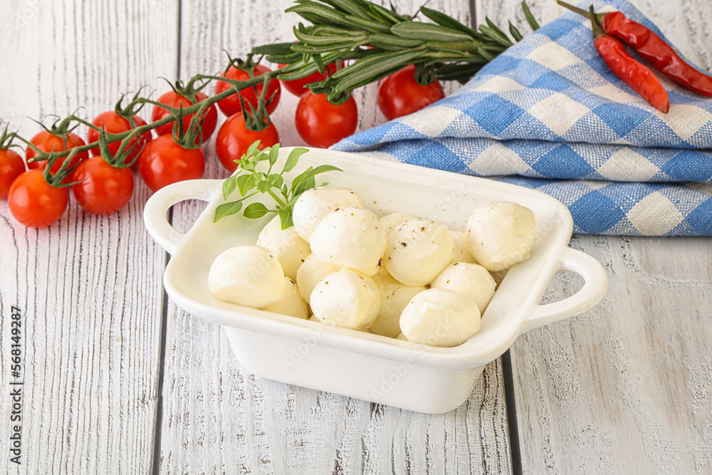 Mozzarella cheese balls in the bowl Mozzarella cheese balls in the bowl