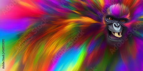 Affe. Bunt und unerwartet. Ai generiert