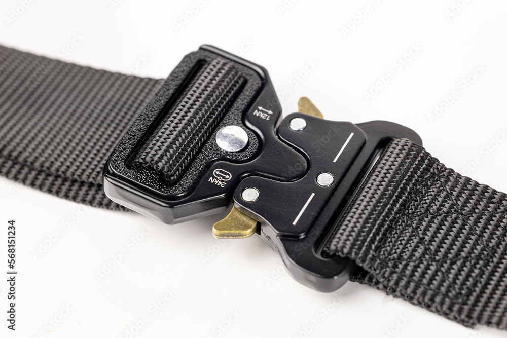iron black climber belt buckle on white isolated background iron black climber belt buckle on white isolated background